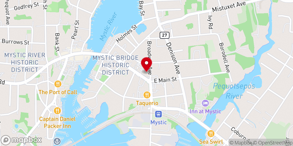 Map showing location of Mystic Congregational Church