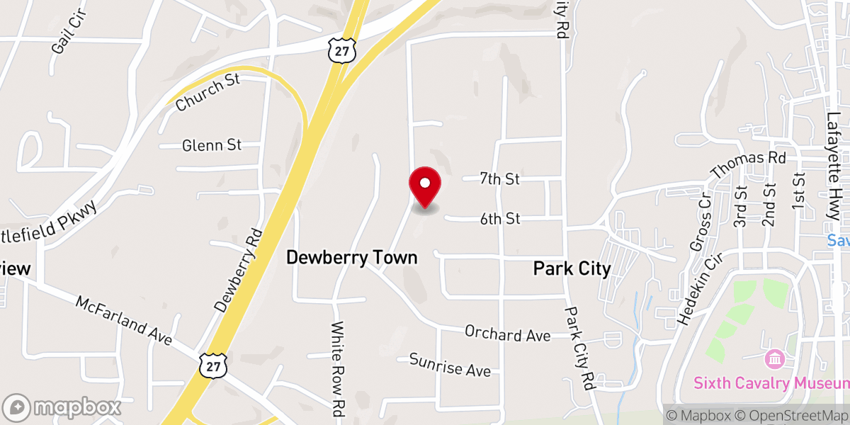 Map showing location of Dewberry Church