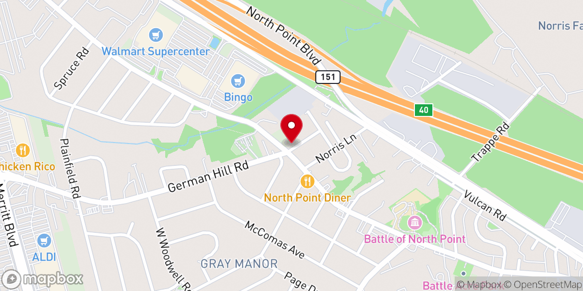 Map showing location of Galilee Baptist Church