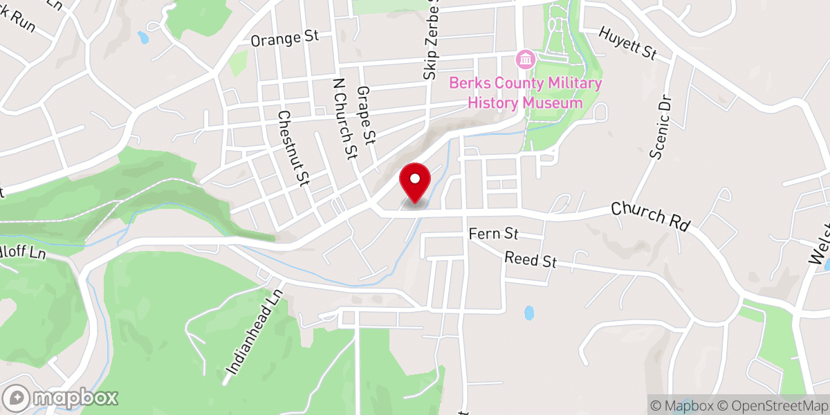 Map showing location of Saint John's Evangelical Lutheran Church