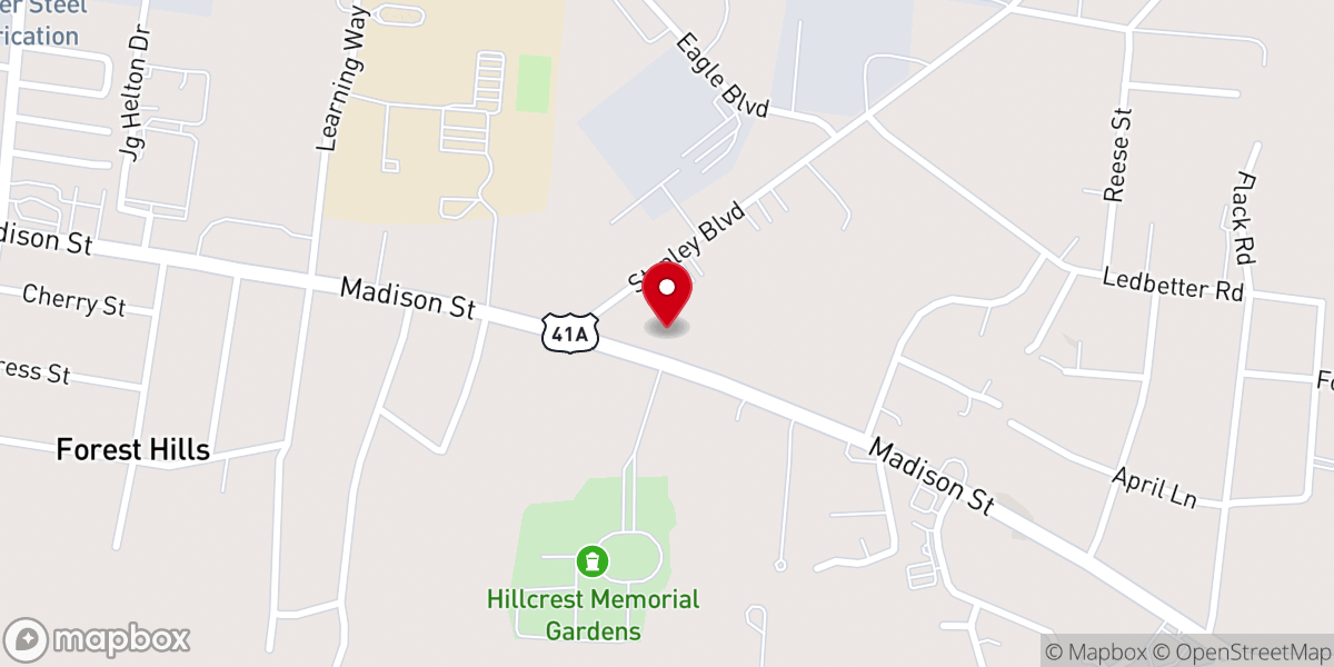 Map showing location of Eastside Church of Christ