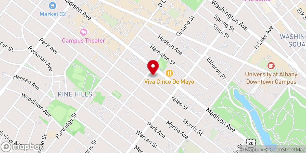 Map showing location of our lady of lourdes grotto, albany ny
