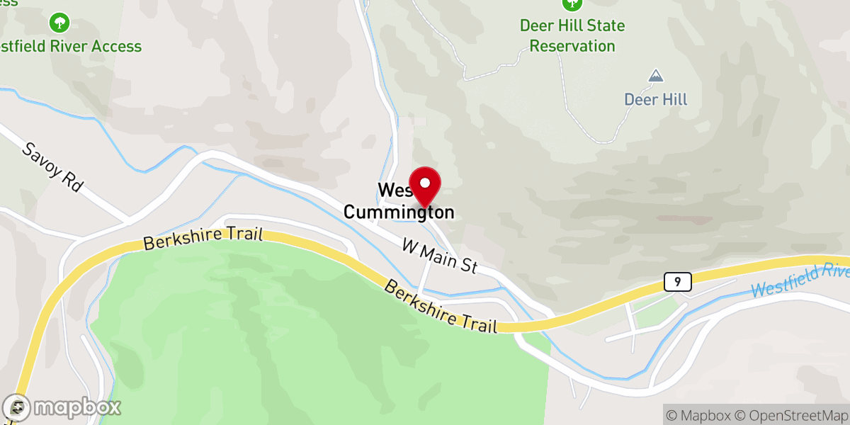Map showing location of West Cummington Congregational