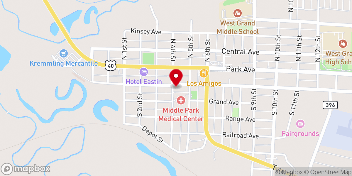 Map showing location of Kremmling Community Church