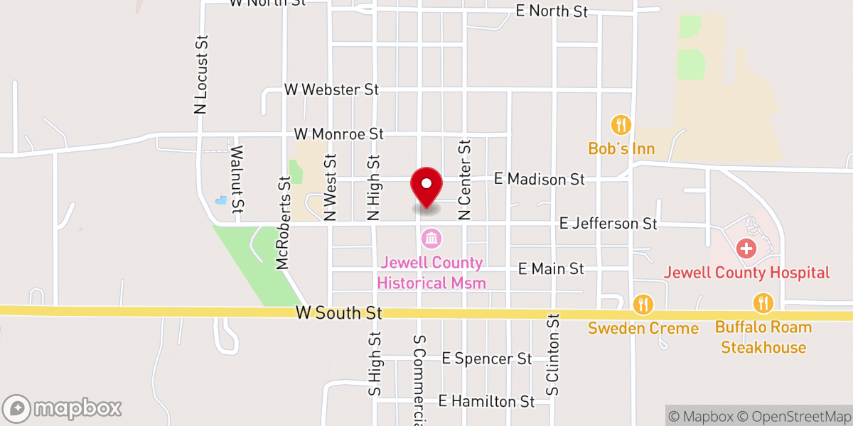 Map showing location of Jewell County Untd Methodist Office