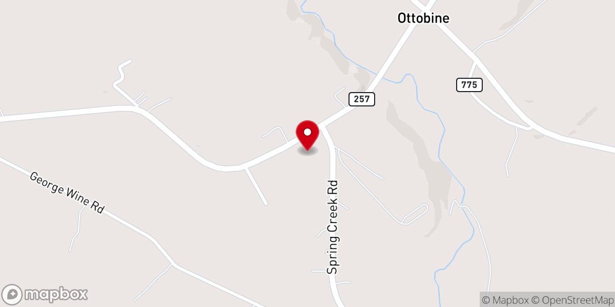 Map showing location of Ottobine Mennonite Church (Weaverland Conference)