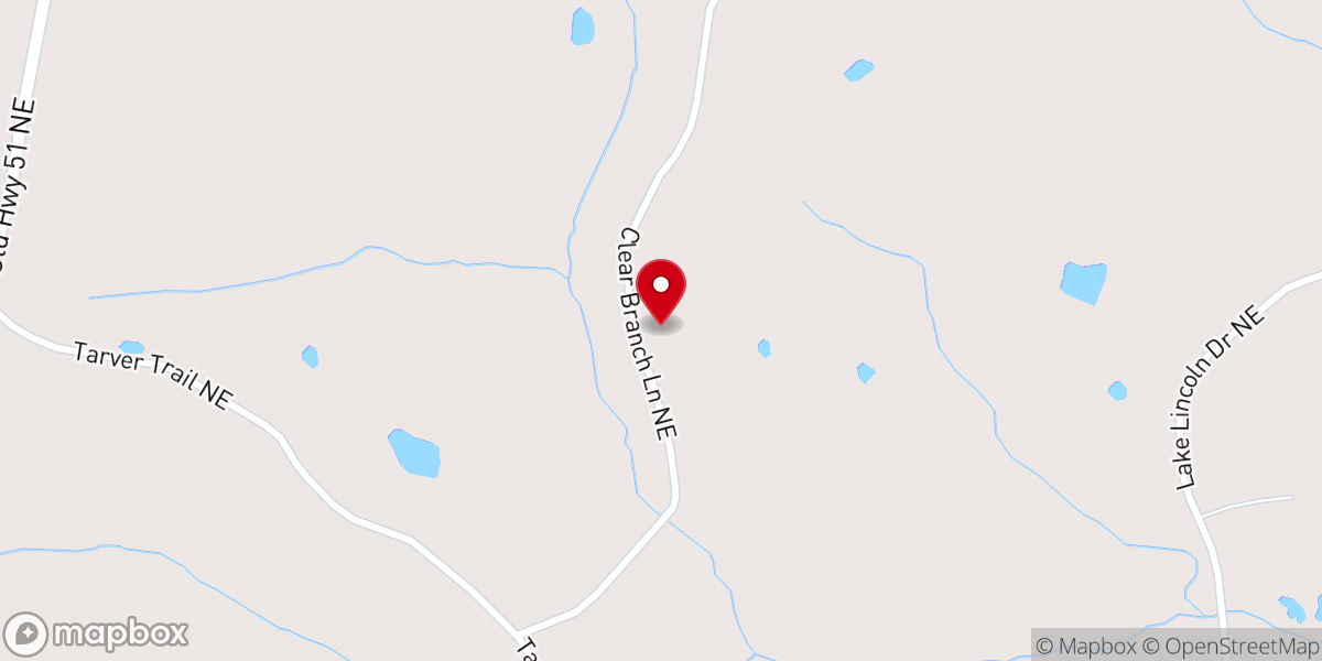Map showing location of Clear Branch Baptist Church