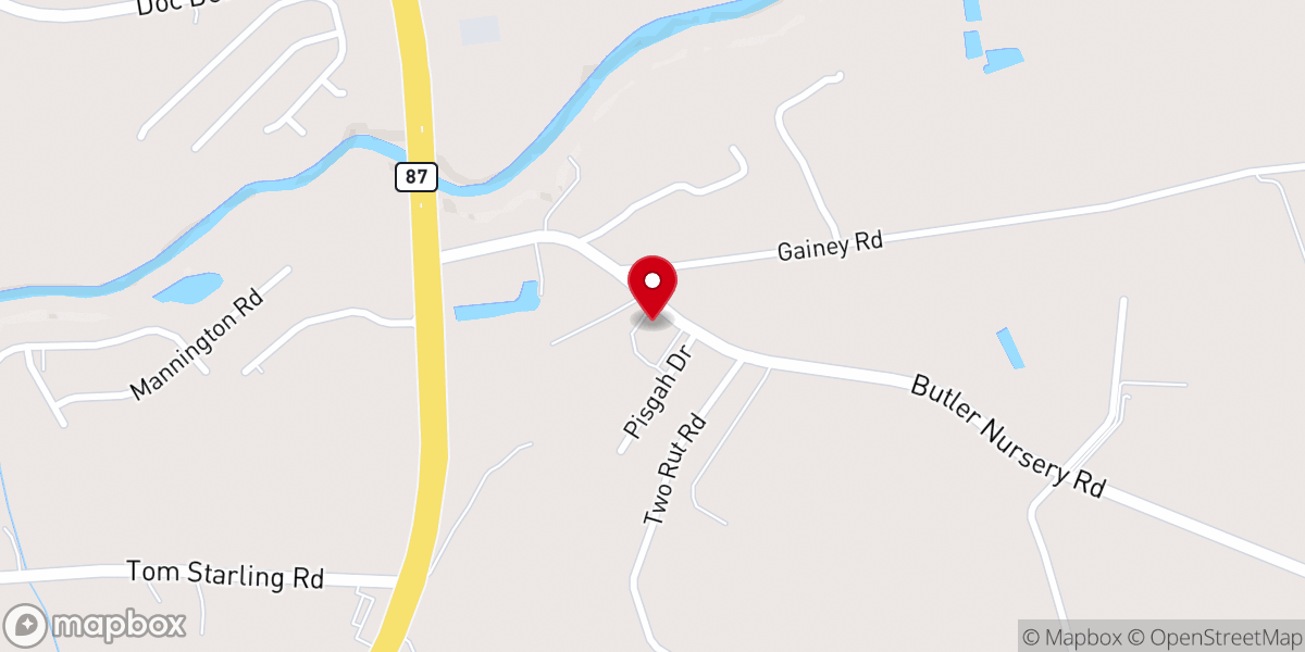 Map showing location of Mt Pisgah Baptist Church