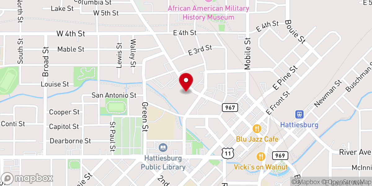 Map showing location of Central Christian Church