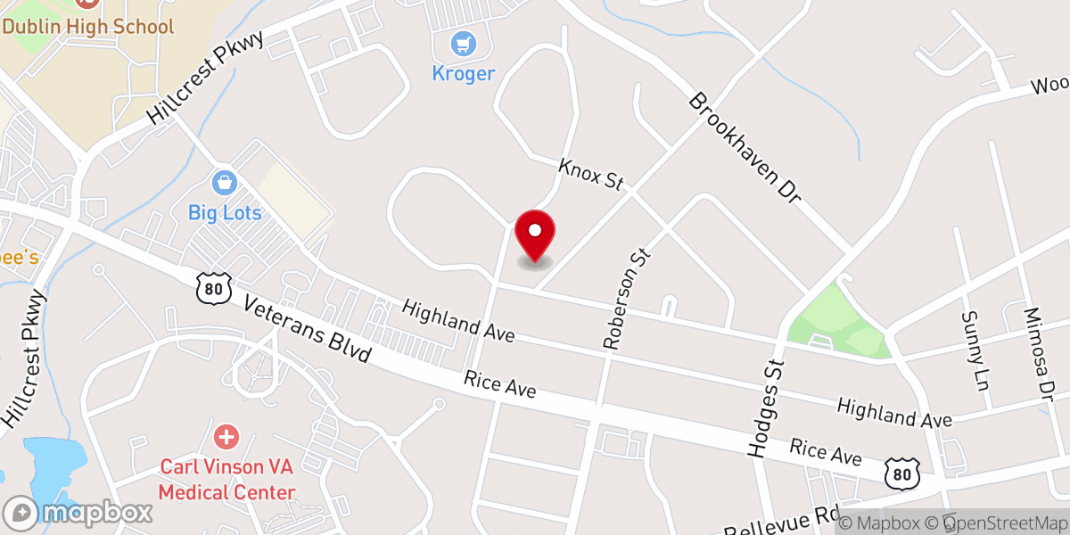 Map showing location of Pine Forest Methodist Church