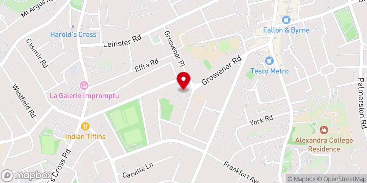 Map showing location of Grosvenor Road Baptist Church