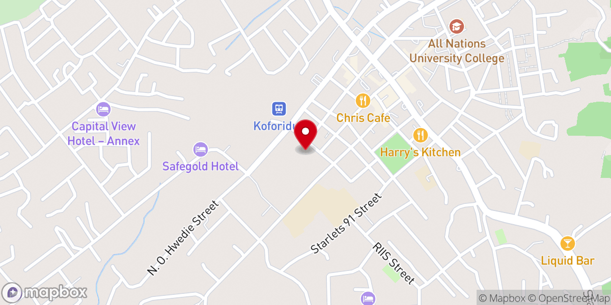 Map showing location of Koforidua Stake centre (The Church of Jesus Christ of latter day saint)