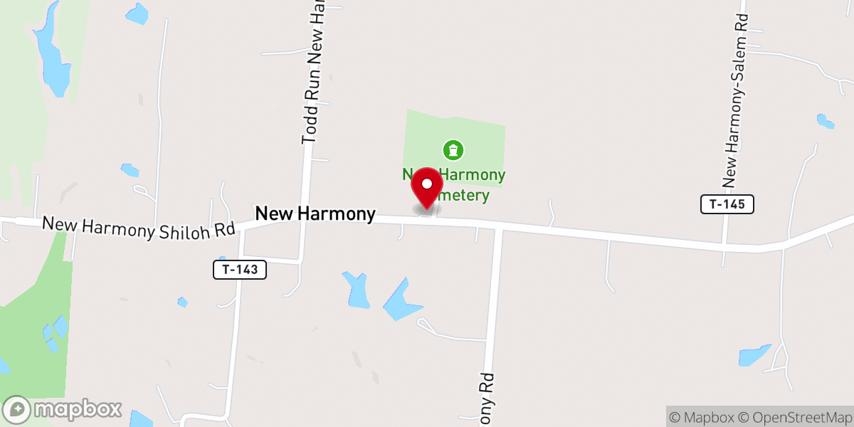 Map showing location of New Harmony Methodist Church