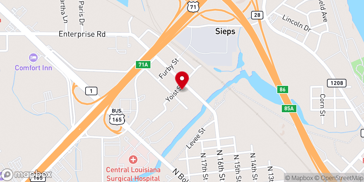 Map showing location of Enterprise Baptist Church