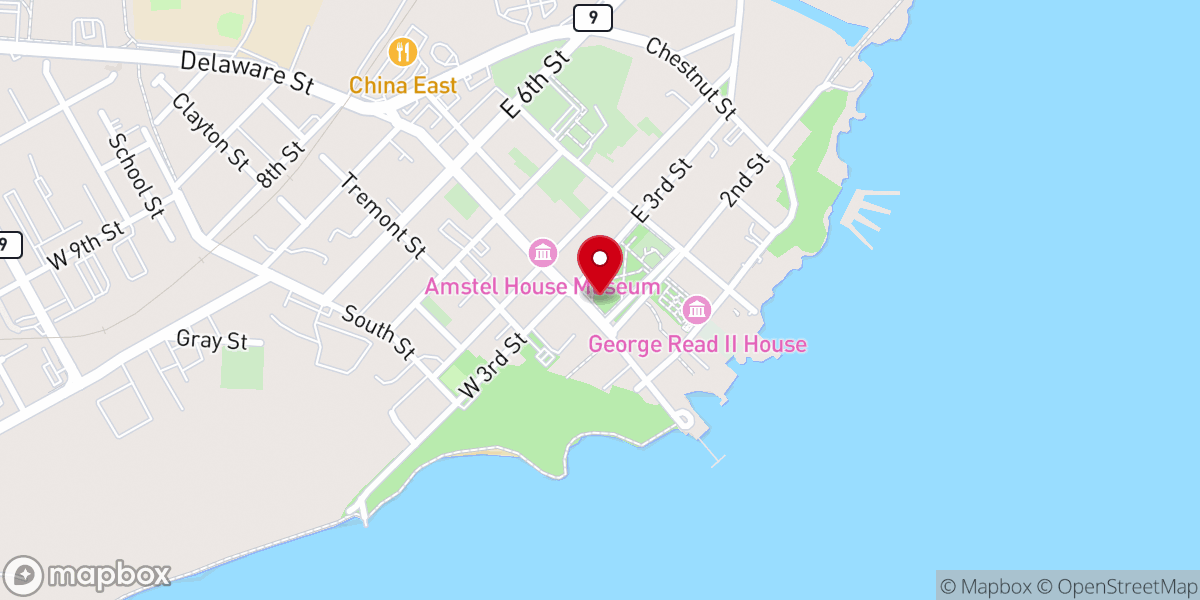 Map showing location of New Castle Court House Museum