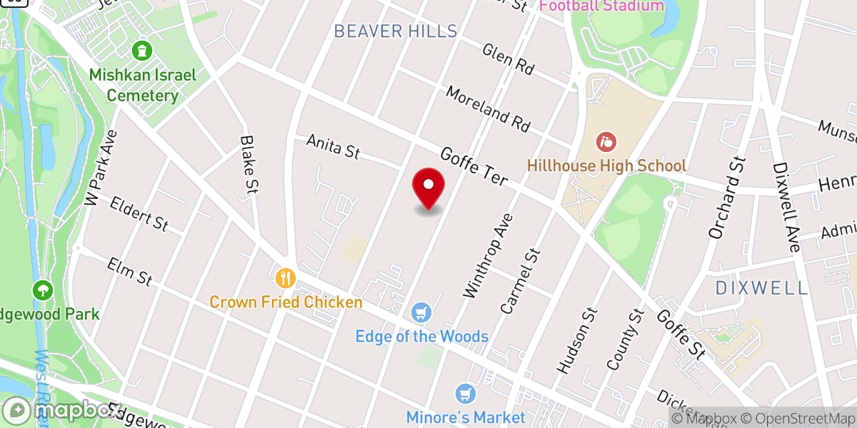 Map showing location of Congregation Chabad Lubavitch of New Haven