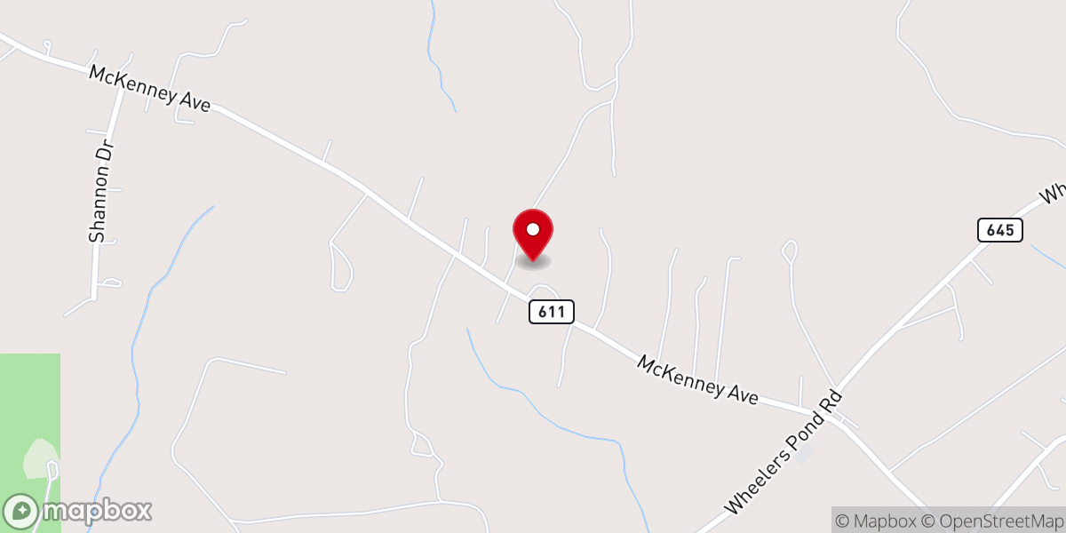 Map showing location of Dinwiddie Baptist Church