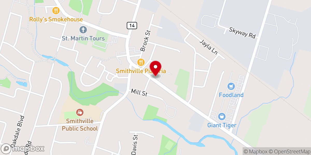 Map showing location of Smithville Presbyterian Church