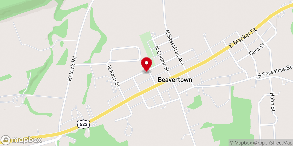 Map showing location of St Peter's United Methodist Beavertown