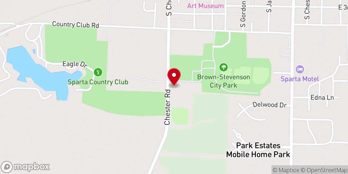 Map showing location of Sparta Christian Church