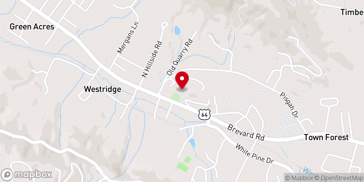 Map showing location of Shaws Creek Baptist Church
