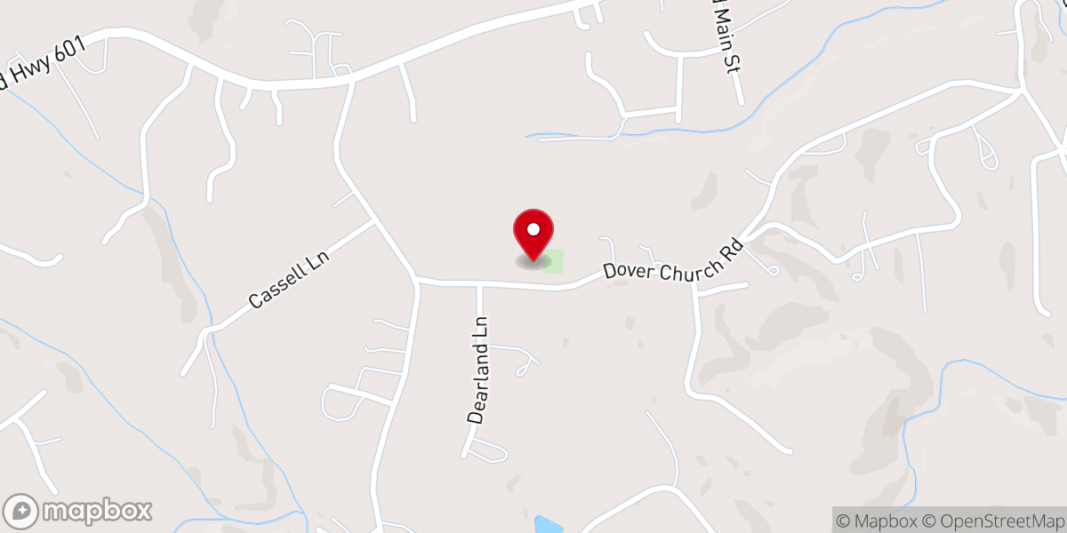 Map showing location of Dover Baptist Church
