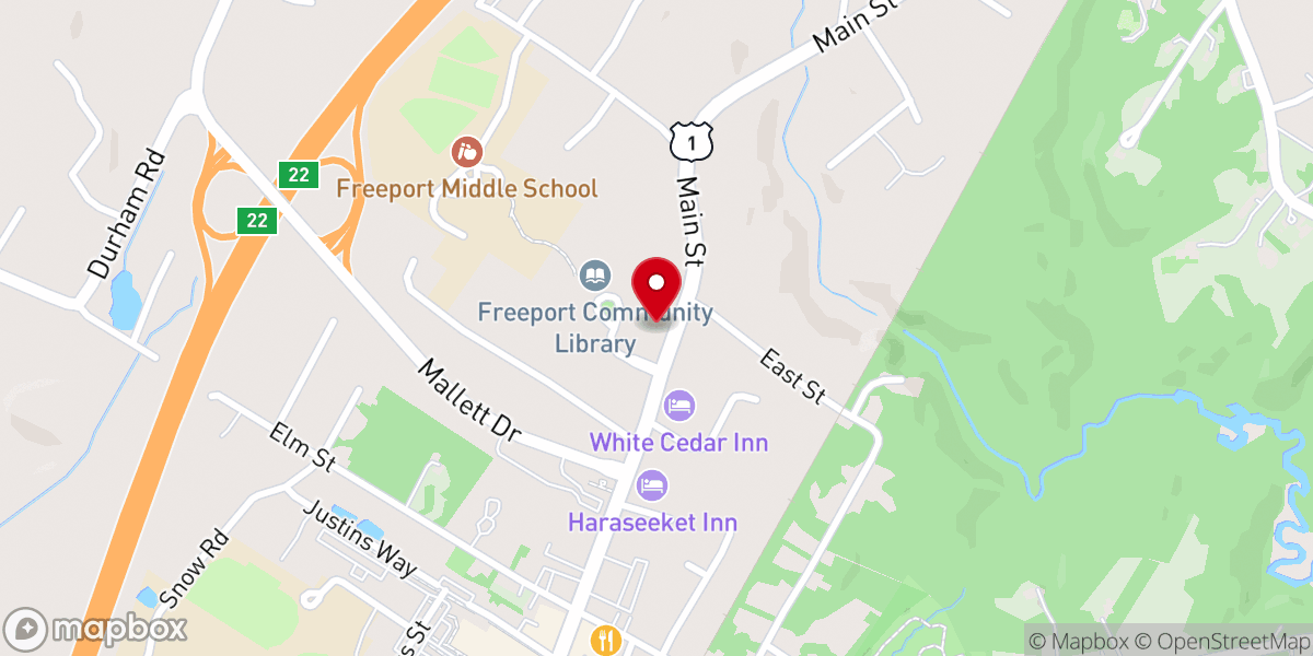 Map showing location of First Baptist Church of Freeport