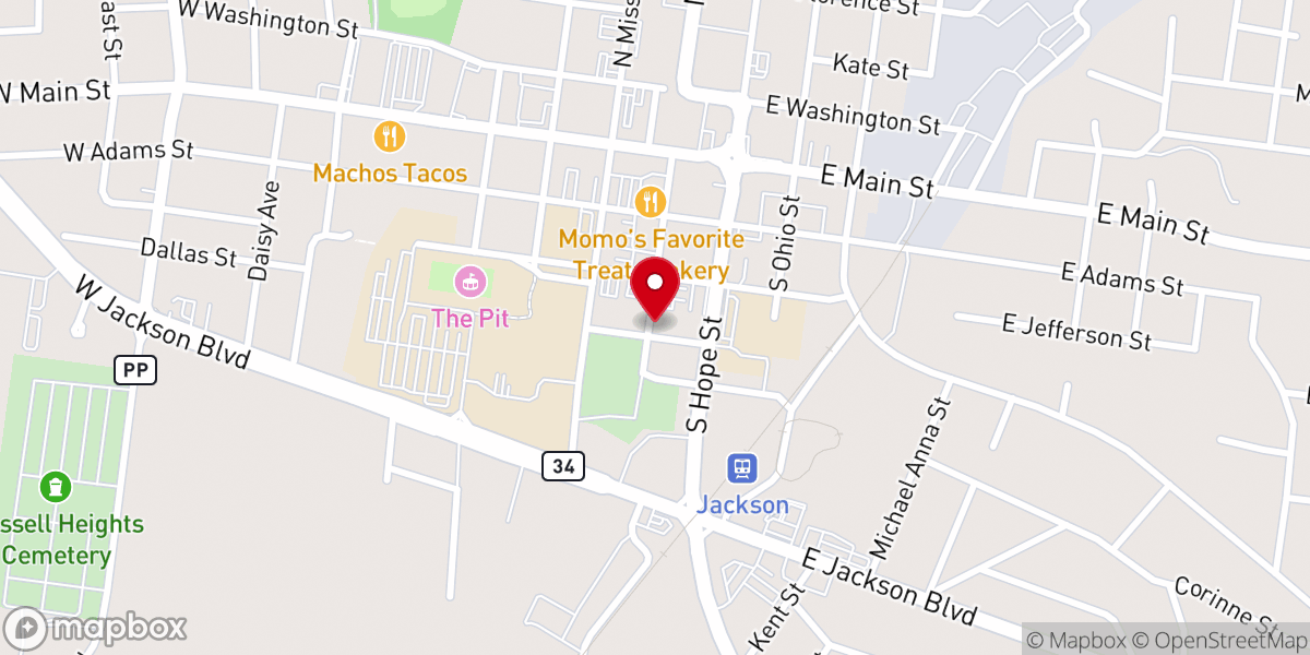Map showing location of First Baptist of Jackson