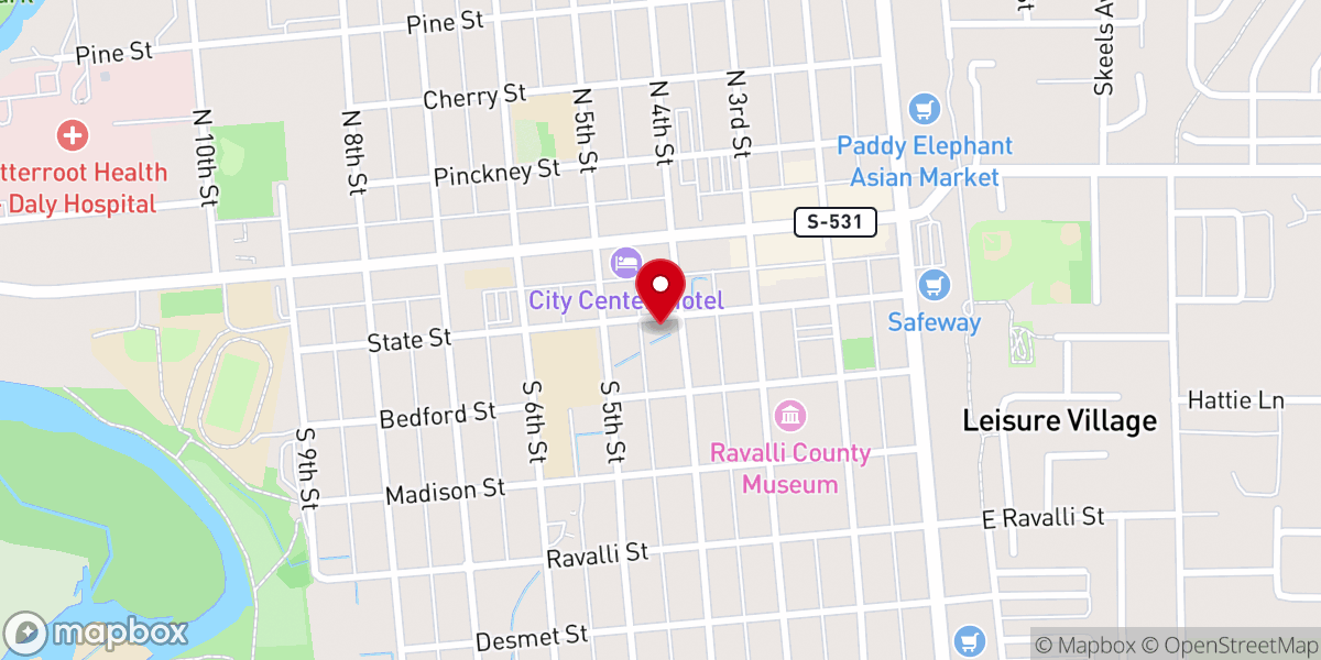 Map showing location of Big Sky Baptist Church