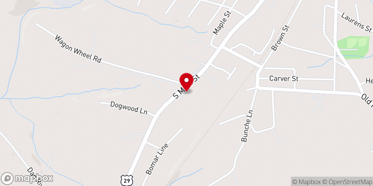 Map showing location of Resurrection Baptist Church Cowpens