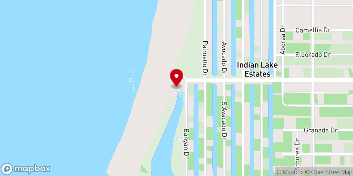 Map showing location of Indian Lake Estates Lake Pavilion