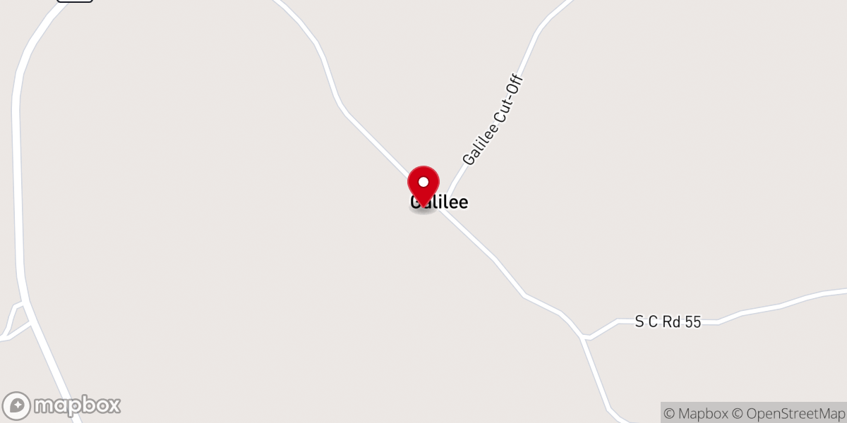 Map showing location of Galilee Church