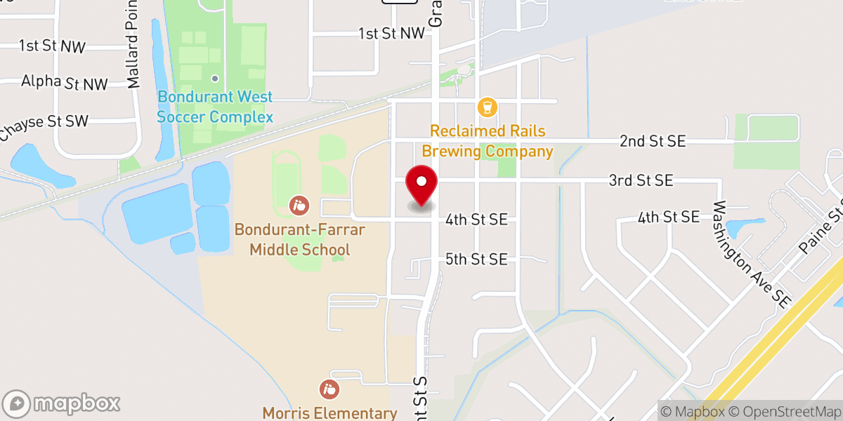 Map showing location of Bondurant Christian Church