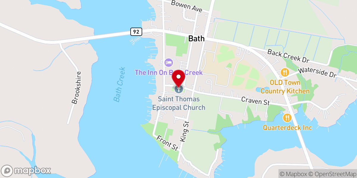 Map showing location of St. Thomas Episcopal Church