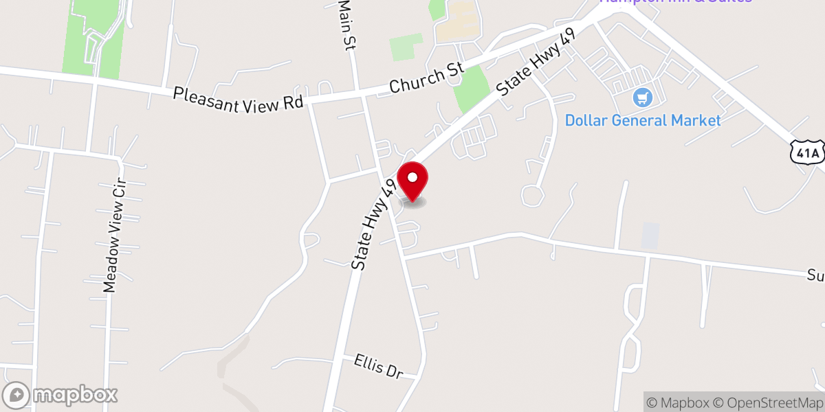 Map showing location of Pleasant View Church of Christ