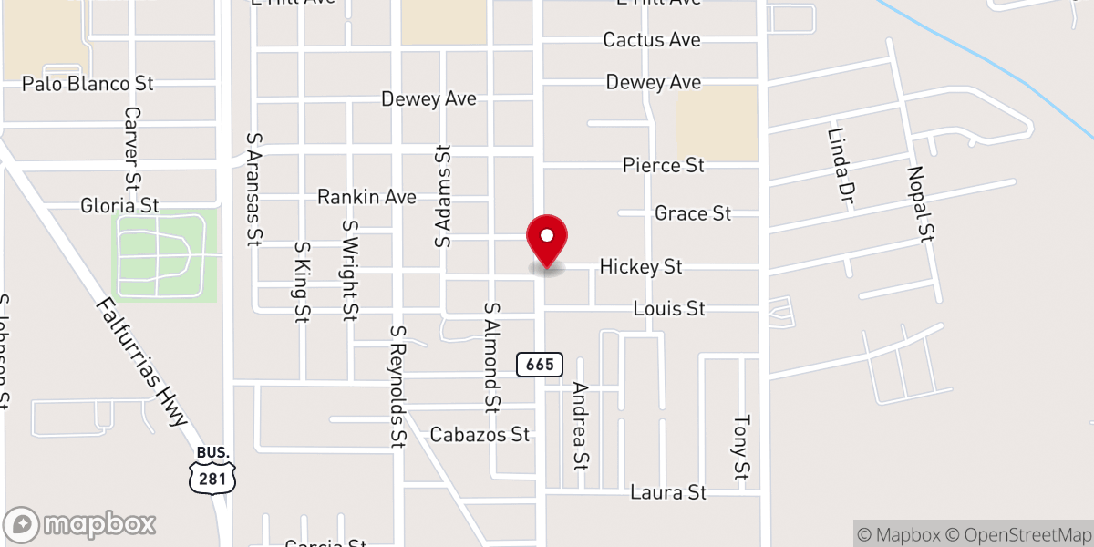 Map showing location of First Mexican Baptist Church