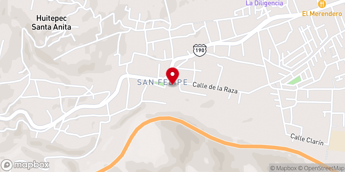 Map showing location of Templo de San Felipe Apóstol