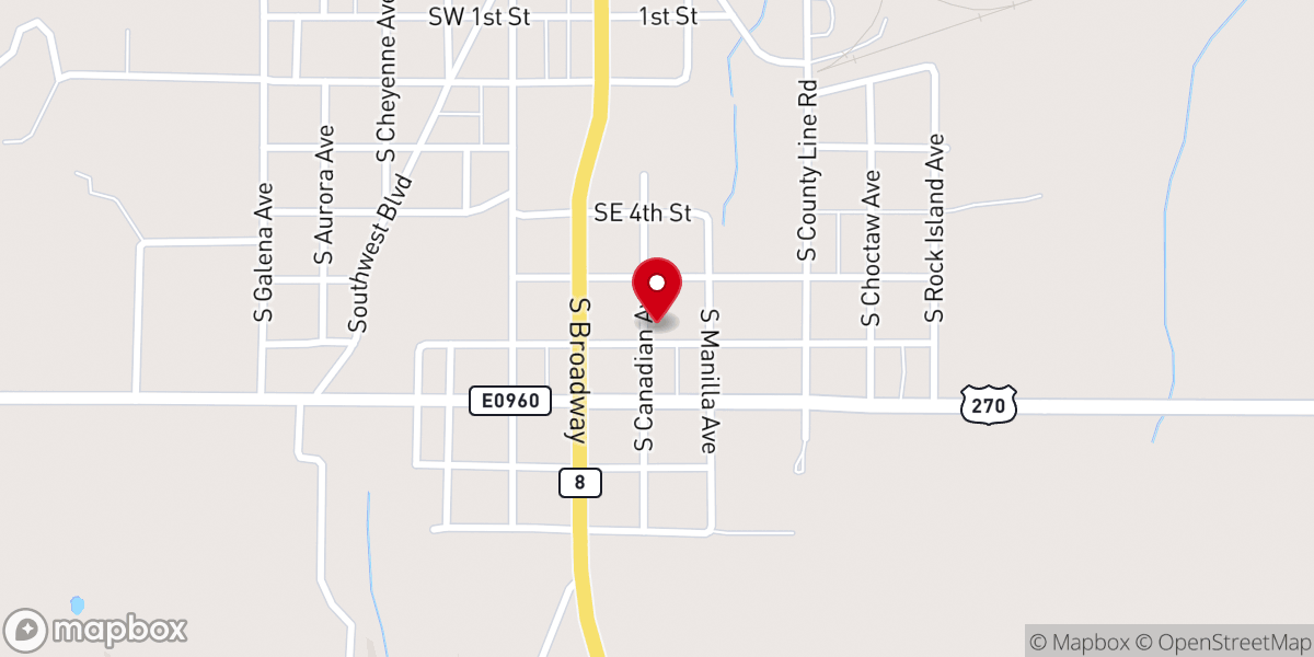 Map showing location of Geary Free Methodist Church