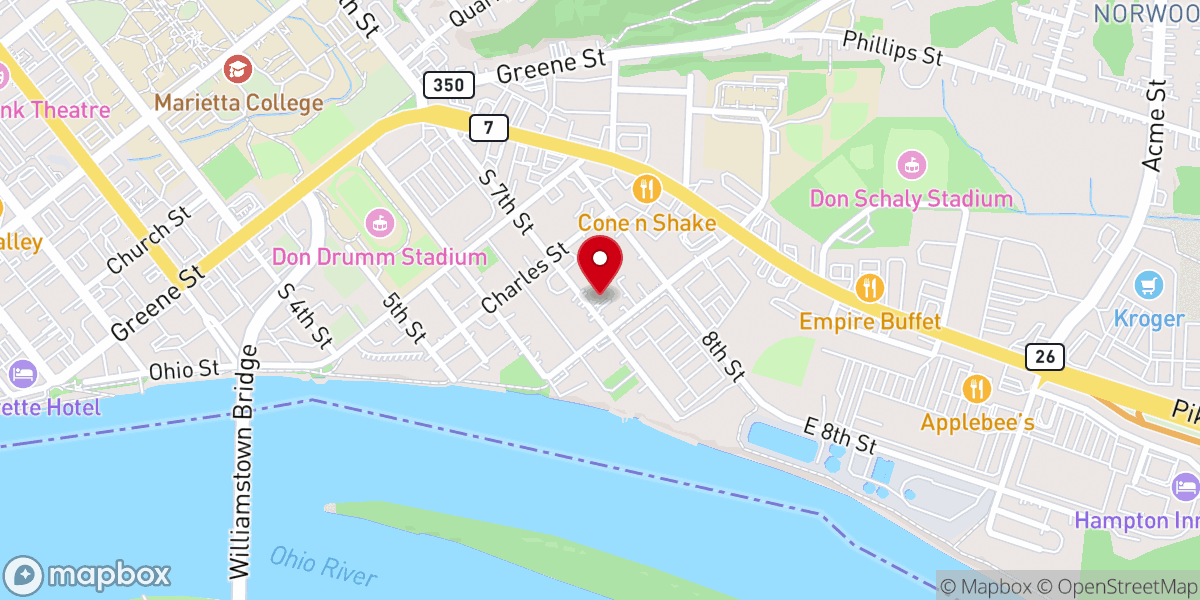 Map showing location of Marietta Church of Christ