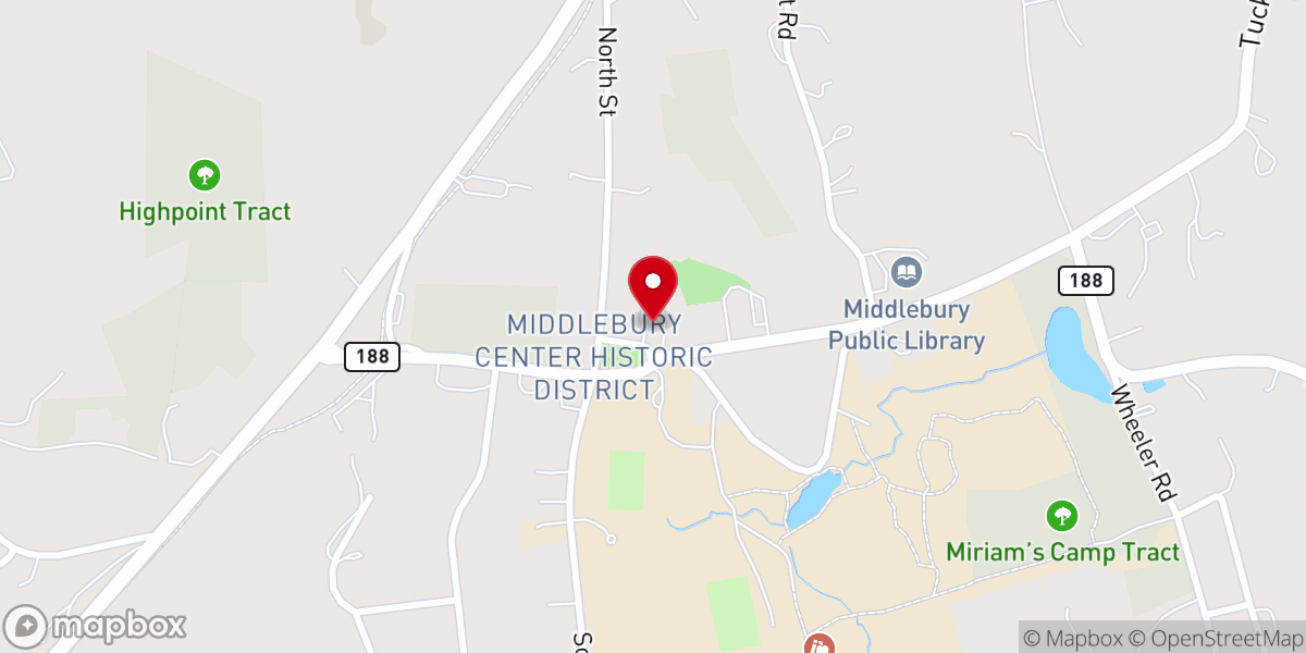 Map showing location of Middlebury Congregational Church