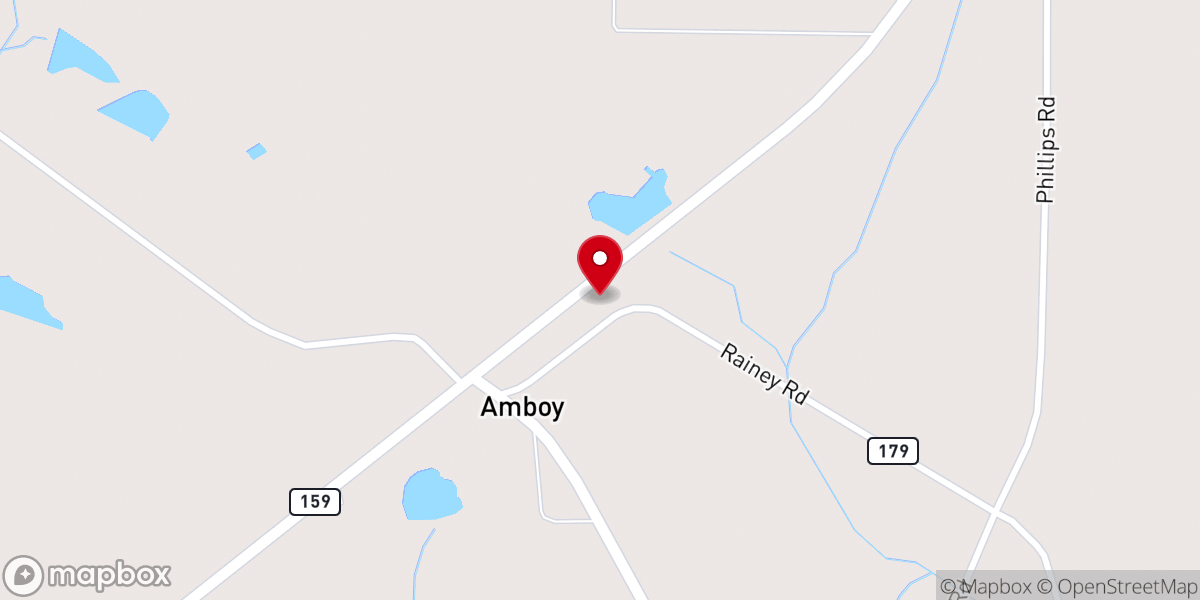 Map showing location of Amboy Baptist Church