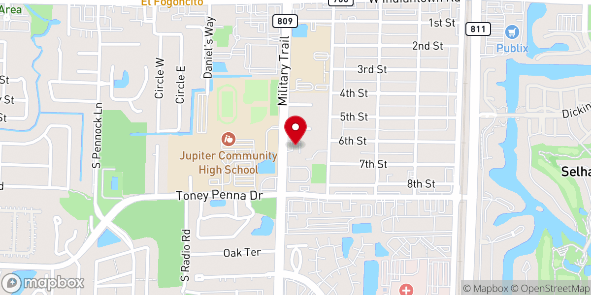 Map showing location of Wesley Chapel of Jupiter