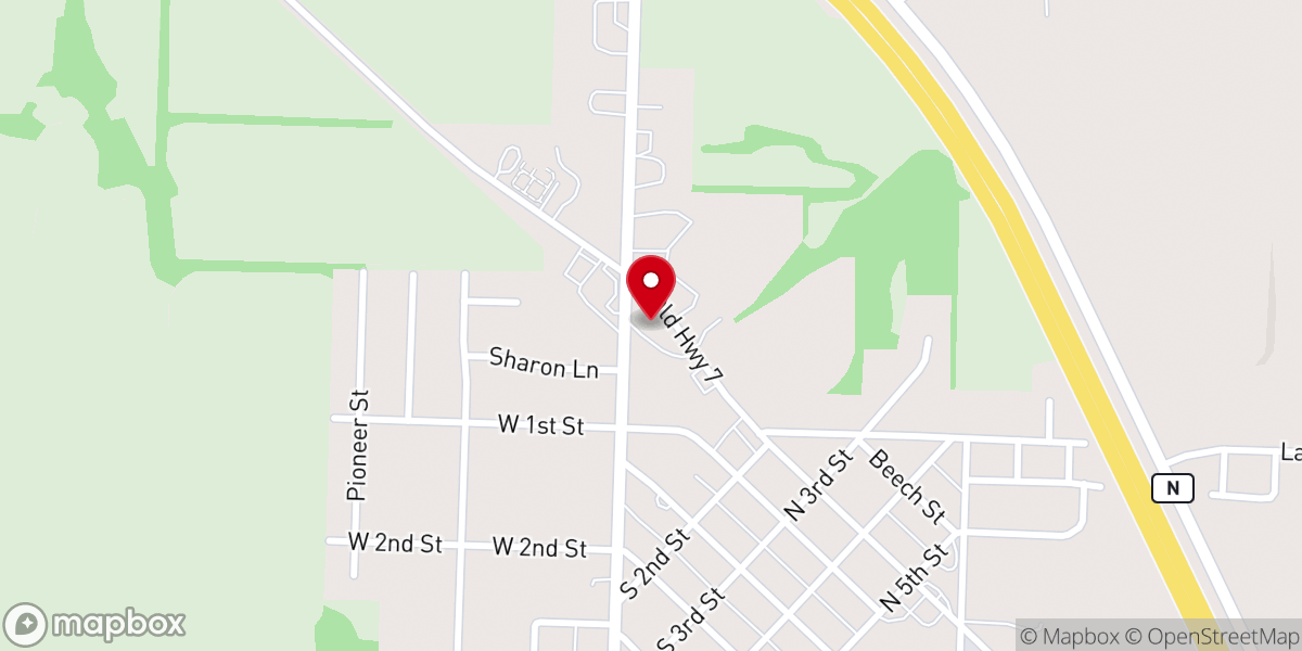 Map showing location of Bethel Assembly of God Church