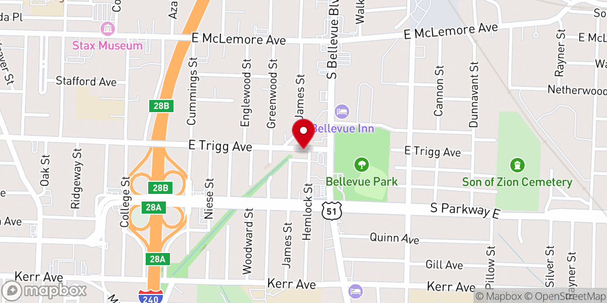 Map showing location of East Trigg Avenue Baptist Church