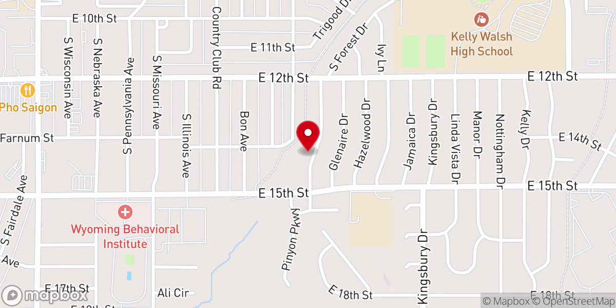 Map showing location of Casper Foursquare Church