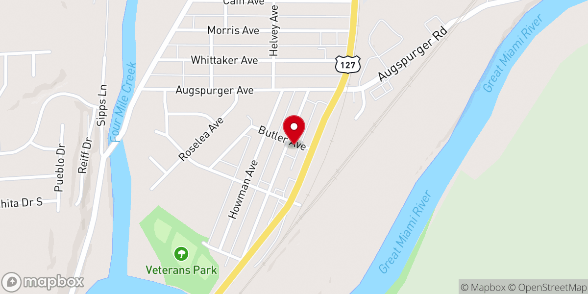 Map showing location of New Miami Church of Christ