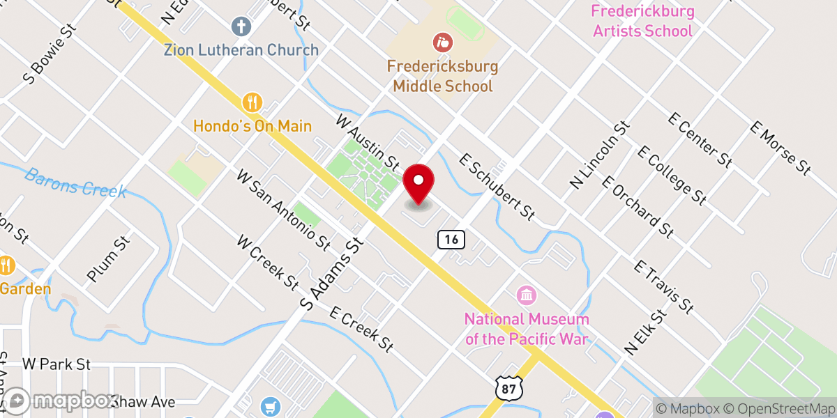 Map showing location of Fredericksburg Bible Church