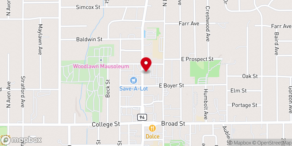 Map showing location of Trinity United Church of Christ
