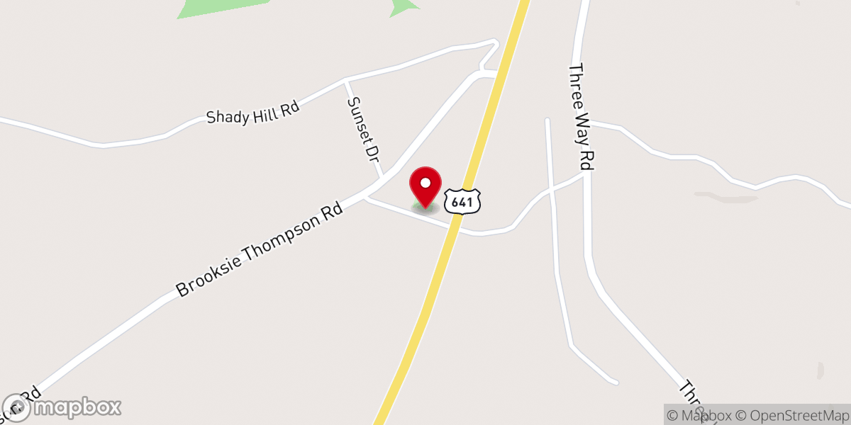 Map showing location of Rushing Creek Church