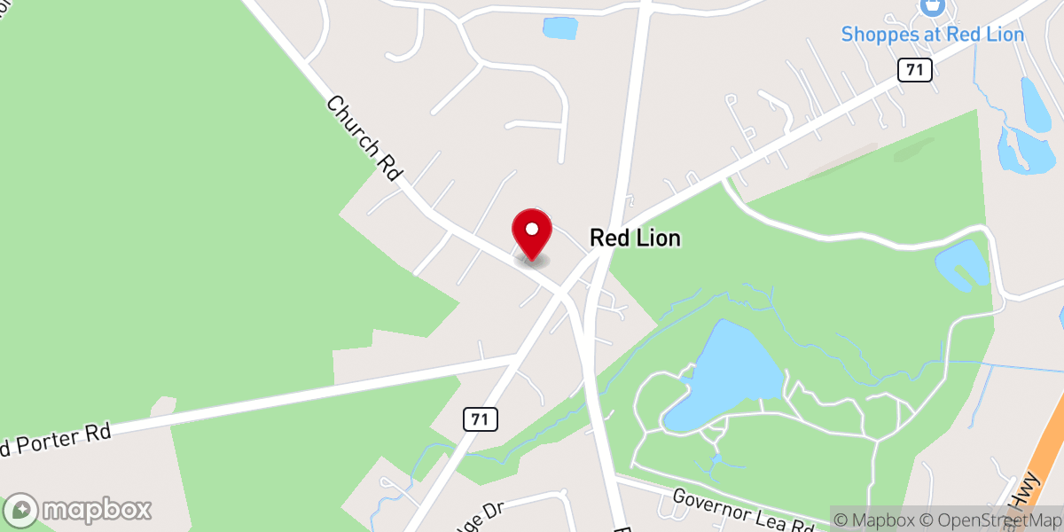 Map showing location of Red Lion United Methodist Church